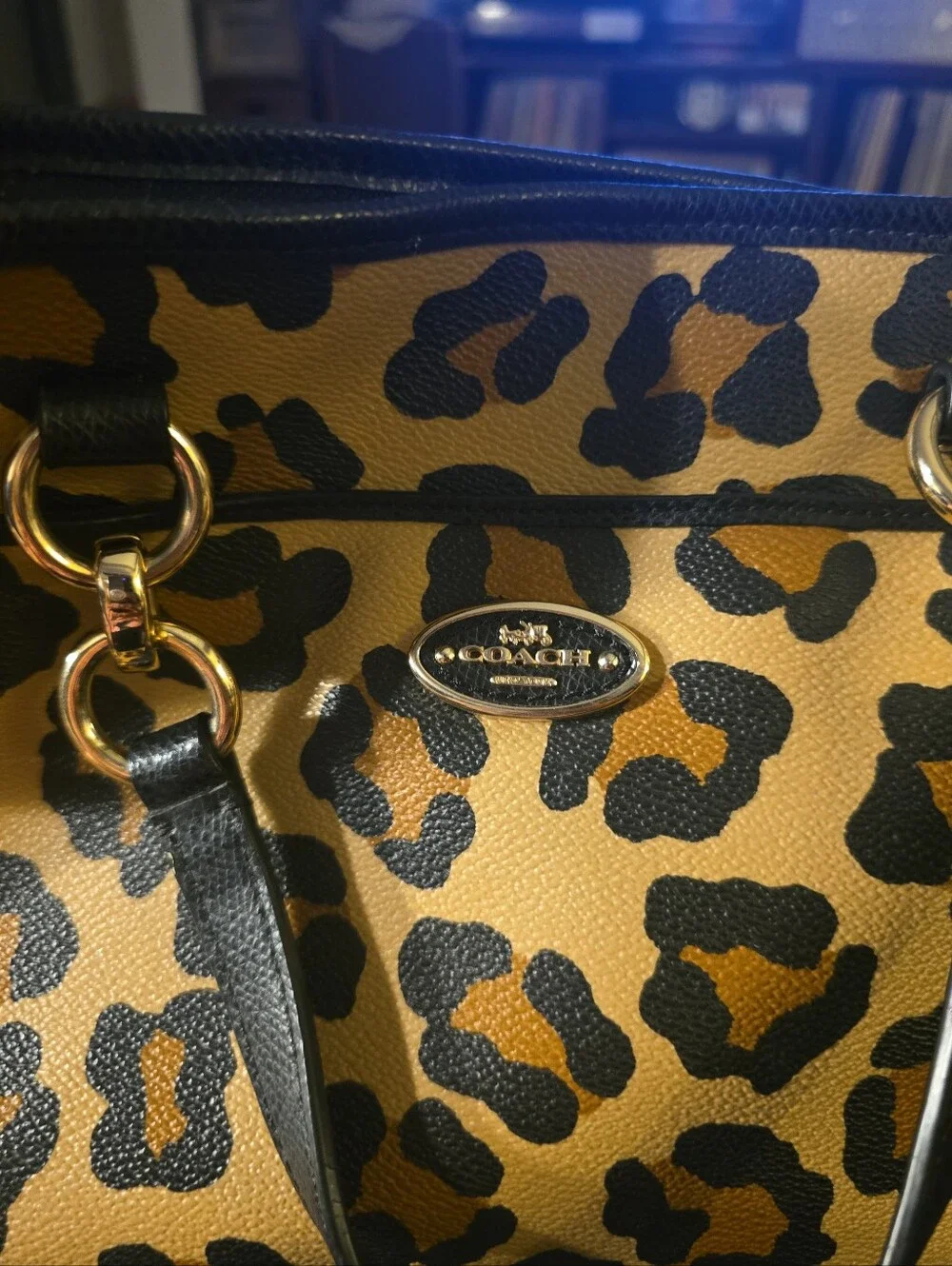 Coach x Baseman Wild Beast Ocelot Black & Tan Leather Prairie Satchel/Tote!